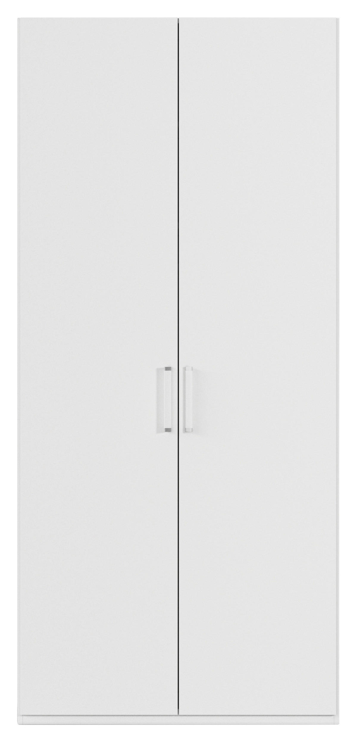DREHTÜRENSCHRANK in Weiss  - Weiss/Silberfarben, Design, Holzwerkstoff/Kunststoff (101/223/60cm) - Novel