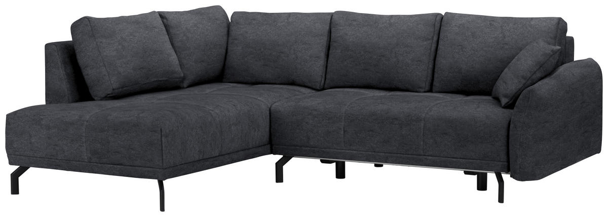 ECKSOFA in Webstoff Anthrazit  191/250 cm  - Anthrazit/Schwarz, LIFESTYLE, Textil/Metall (191/250cm) - Carryhome