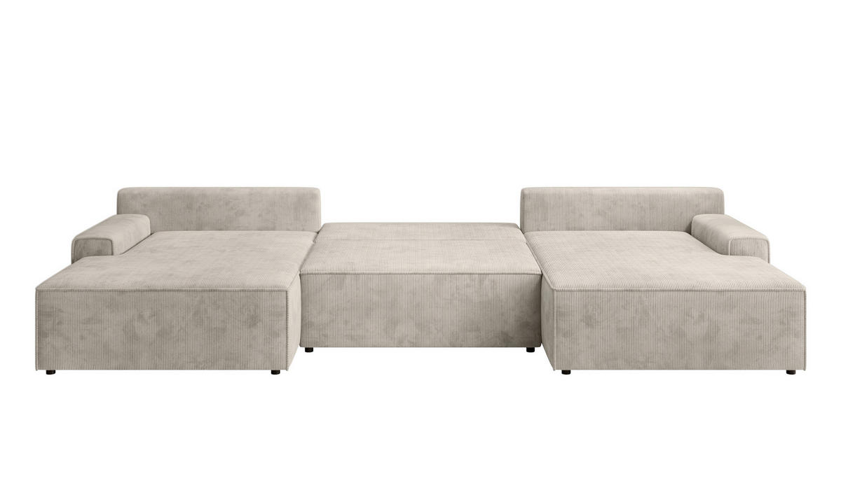 WOHNLANDSCHAFT CHALLENGE Creme Cord  - Creme/Schwarz, MODERN, Kunststoff/Textil (168/333/168cm) - Trendmanufaktur