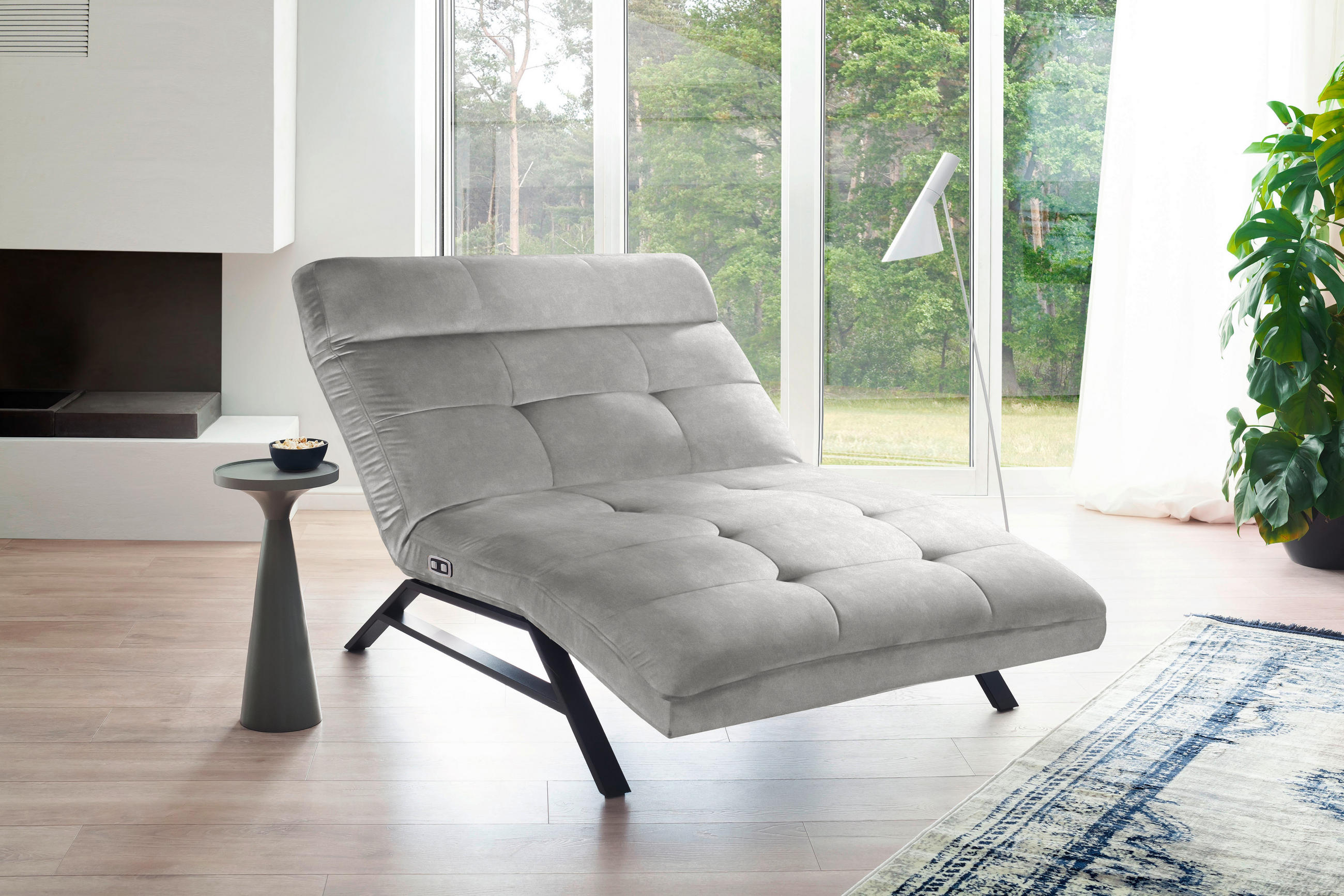 Liege mit motorischer Relaxfkt Mikrofaser Grau  - Schwarz/Grau, Design, Textil/Metall (120/54-113/158-198cm) - Pure Home Lifestyle
