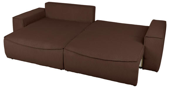 ECKSOFA Dunkelbraun Cord  - Dunkelbraun/Schwarz, KONVENTIONELL, Kunststoff/Textil (148/265cm) - Carryhome