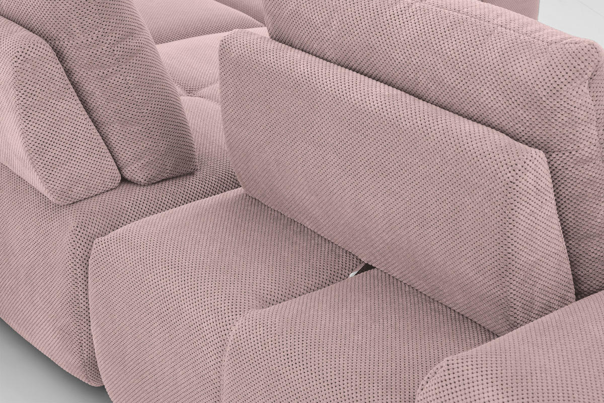 ECKSOFA in Velours Altrosa  326/236 cm  - Schwarz/Altrosa, Design, Kunststoff/Textil (326/236cm) - Xora