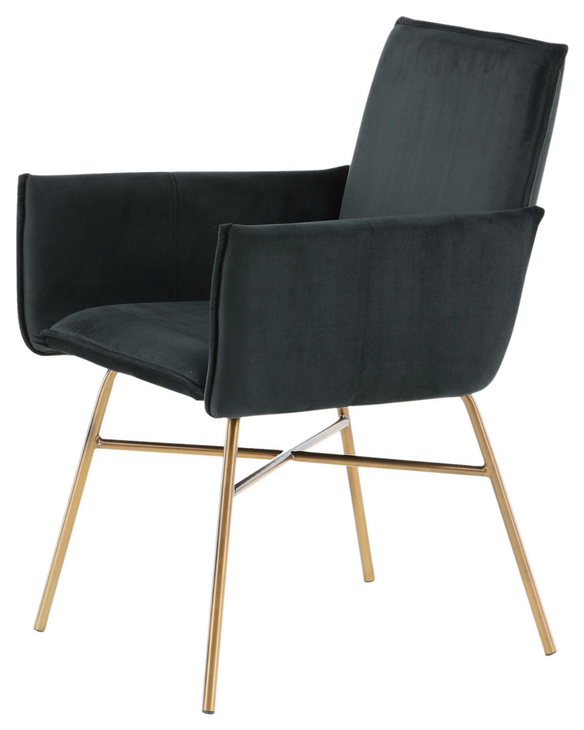 STUHL  in Stahl Samt Metall, Textil  - Messingfarben/Schwarz, Design, Textil/Metall (57/87/60cm) - Livetastic