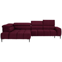 ECKSOFA in Samt, Webstoff Bordeaux  216/300 cm  - Bordeaux/Schwarz, Design, Textil/Metall (216/300cm) - Welnova
