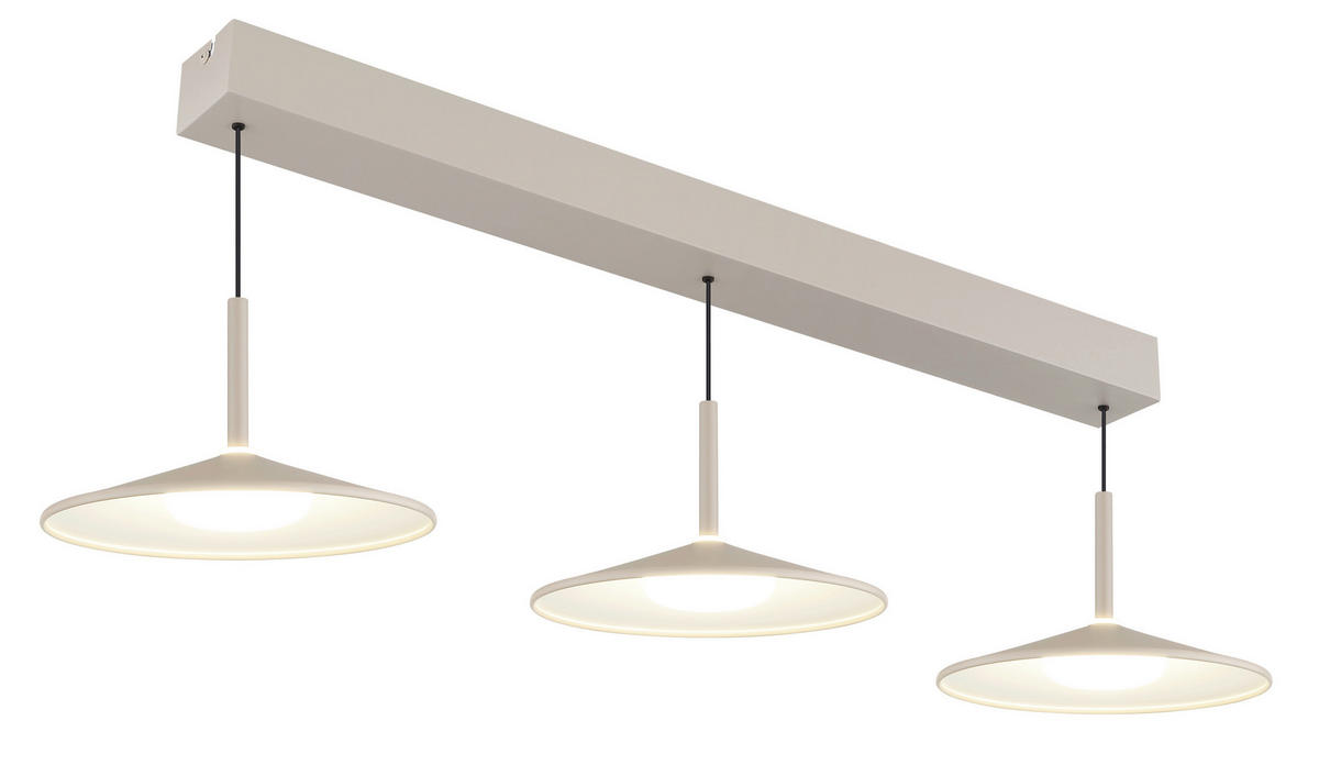 LED-HÄNGELEUCHTE Lampone 95/25/180 cm  - Sandfarben/Opal, Design, Kunststoff/Metall (95/25/180cm) - Globo