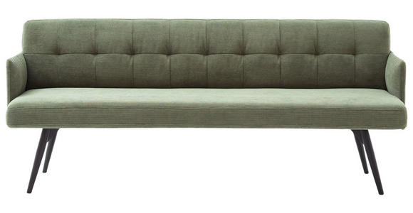 SITZBANK in Textil Olivgrün - Schwarz/Olivgrün, Design, Textil/Metall (206/85/69cm) - Johann Jakob
