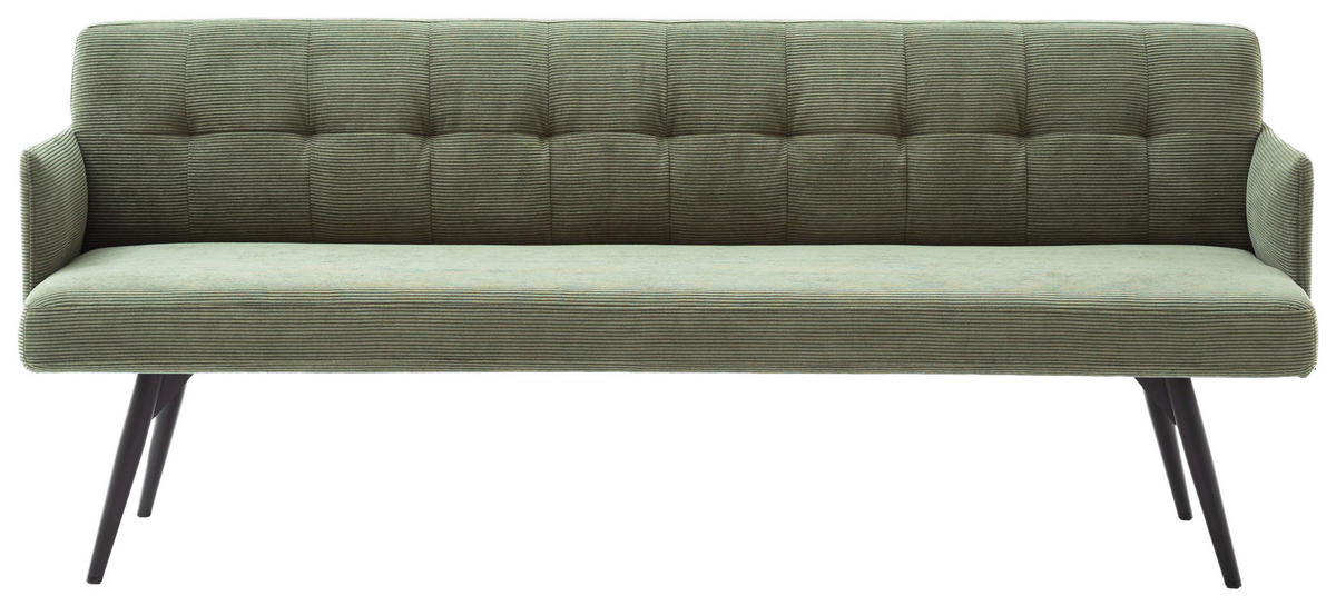 SITZBANK in Textil Olivgrün  - Schwarz/Olivgrün, Design, Textil/Metall (206/85/69cm) - Johann Jakob