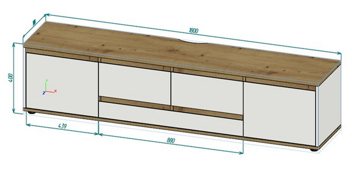 LOWBOARD  in 180/50/42 cm  - Schwarz/Weiß, MODERN, Holzwerkstoff (180/50/42cm) - Carryhome