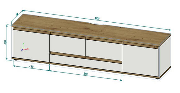 LOWBOARD  in 180/50/42 cm  - Schwarz/Weiß, MODERN, Holzwerkstoff (180/50/42cm) - Carryhome