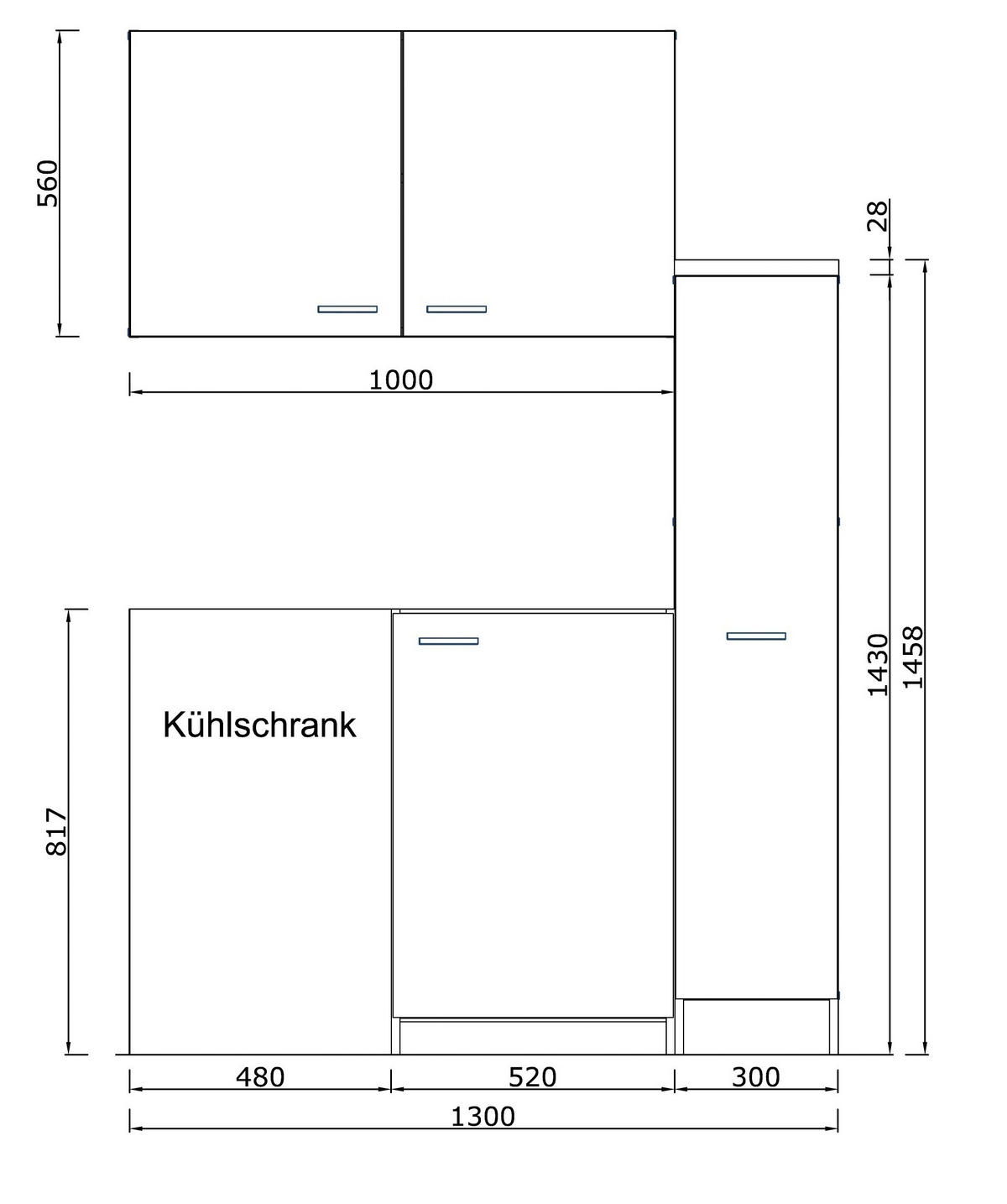 MINIKÜCHE 130 cm   in Weiss  - Weiss/Edelstahlfarben, Modern, Holzwerkstoff/Kunststoff (130cm) - Respekta