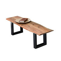 SITZBANK 150/46/40 cm Naturfarben, Schwarz Akazie massiv  - Schwarz/Naturfarben, Design, Holz/Metall (150/46/40cm) - Livetastic