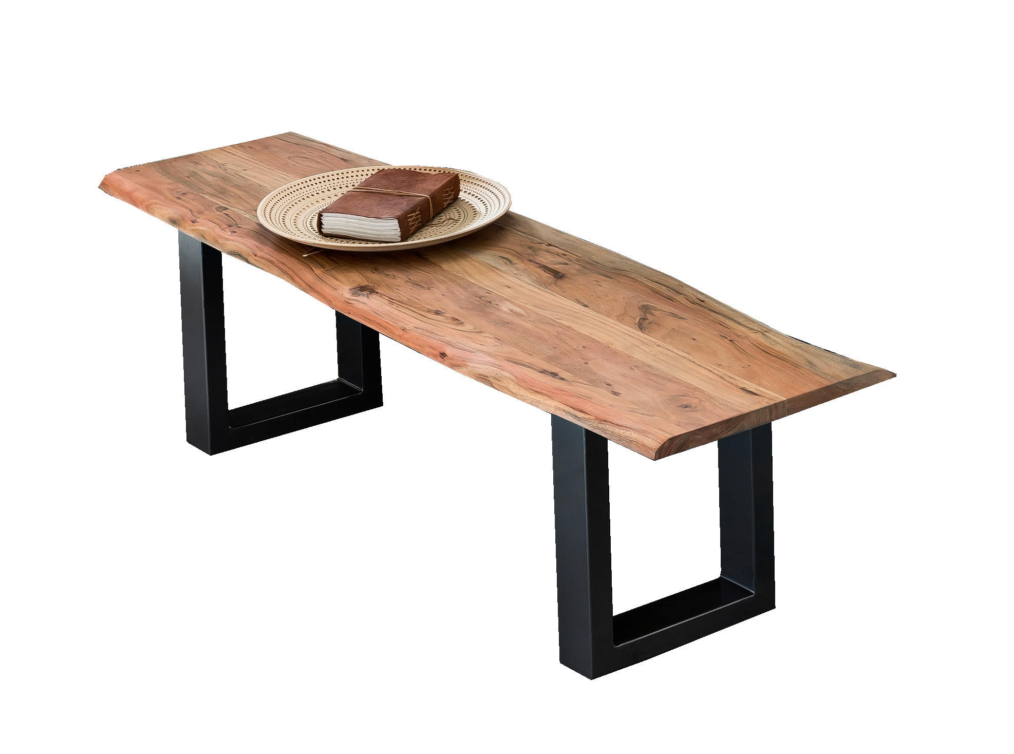 Livetastic Sitzbank Natur, Schwarz 150x46x40 cm