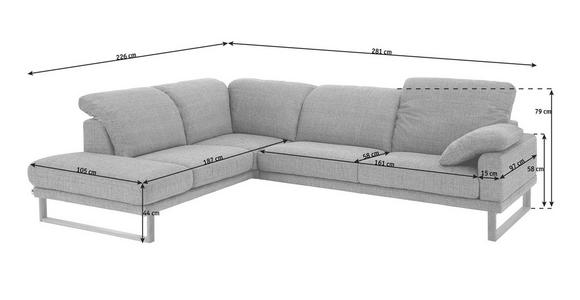 WOHNLANDSCHAFT Grau Flachgewebe - Eichefarben/Grau, LIFESTYLE, Holz/Textil (226/281cm) - Valnatura
