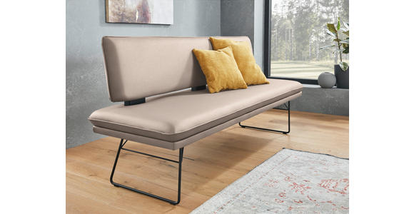 SITZBANK in Metall, Textil Schwarz, Greige  - Greige/Schwarz, Design, Textil/Metall (195/91/65cm) - Dieter Knoll