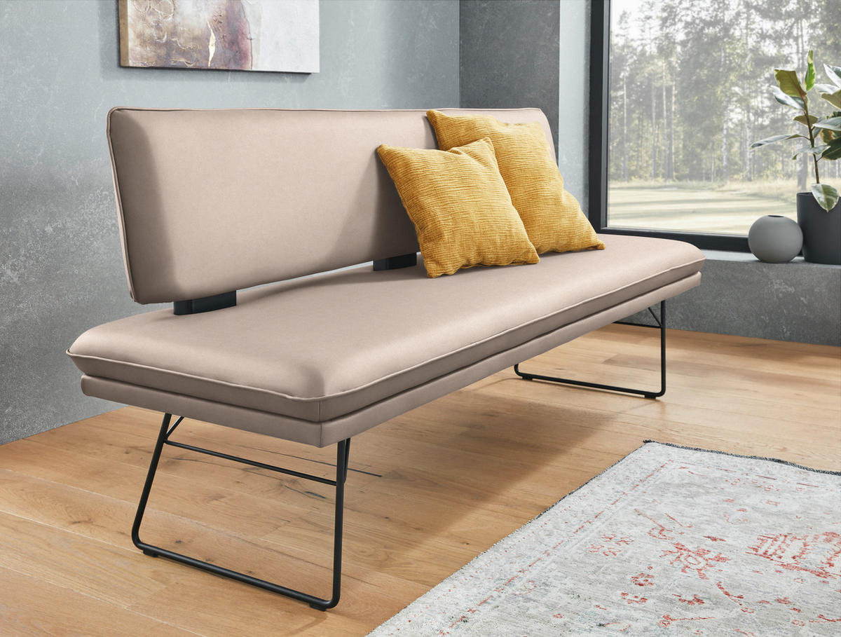 SITZBANK in Metall, Textil Schwarz, Greige  - Greige/Schwarz, Design, Textil/Metall (195/91/65cm) - Dieter Knoll