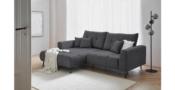 ECKSOFA in Cord Anthrazit  - Anthrazit/Schwarz, KONVENTIONELL, Textil/Metall (185/250cm) - Carryhome