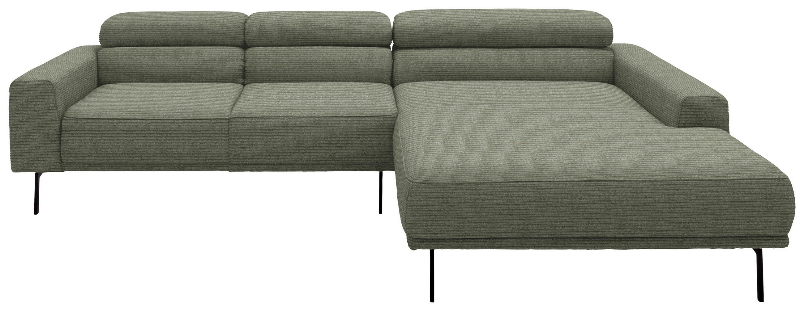 ECKSOFA Cord Olivgrün  - Schwarz/Olivgrün, Design, Textil/Metall (293/215-217cm) - Schöner Wohnen