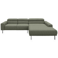 ECKSOFA Cord Olivgrün  - Schwarz/Olivgrün, Design, Textil/Metall (293/215-217cm) - Schöner Wohnen