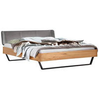 BETT 140/200 cm  in Anthrazit, Buchefarben, Dunkelgrau   - Dunkelgrau/Anthrazit, Modern, Holz/Textil (140/200cm) - Hasena