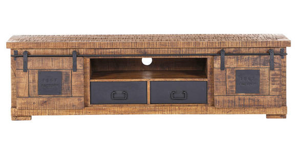 LOWBOARD in 180/50/45 cm - Schwarz/Naturfarben, LIFESTYLE, Holz/Metall (180/50/45cm) - Landscape