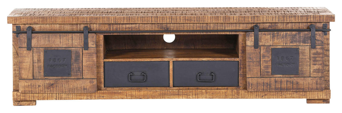 LOWBOARD  in 180/50/45 cm  - Schwarz/Naturfarben, LIFESTYLE, Holz/Metall (180/50/45cm) - Landscape