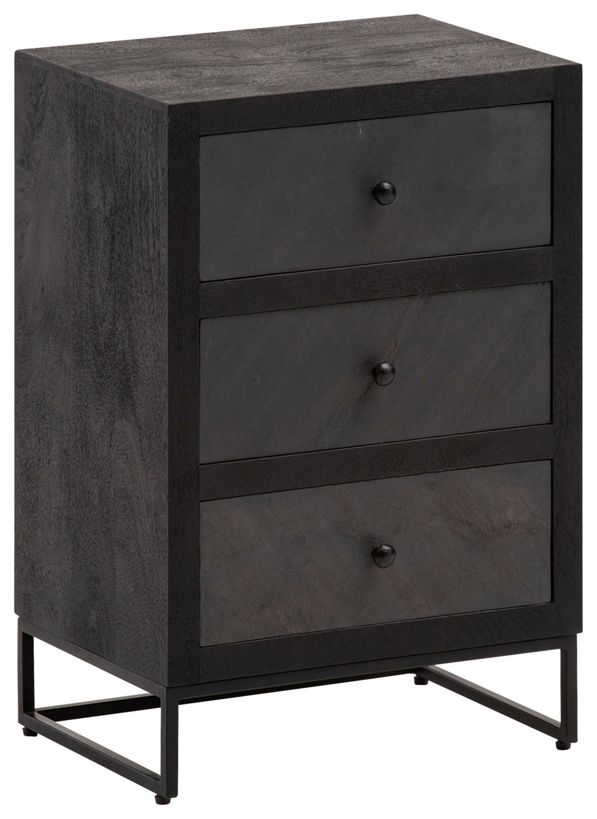 NACHTSCHRANK 40/60/30 cm Mangoholz massiv  - Schwarz, LIFESTYLE, Holz/Holzwerkstoff (40/60/30cm) - MID.YOU