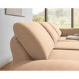 ECKSOFA  in Flachgewebe Lachsfarben Armteilverstellung, Relaxfunktion, Drehsitzfunktion  255-365/175-224 cm  - Schwarz/Lachsfarben, Design, Textil/Metall (255-365/175-224cm) - Dieter Knoll