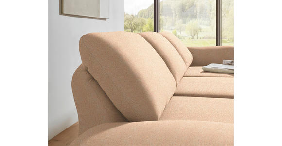 ECKSOFA  in Flachgewebe Lachsfarben Armteilverstellung, Relaxfunktion, Drehsitzfunktion  255-365/175-224 cm  - Schwarz/Lachsfarben, Design, Textil/Metall (255-365/175-224cm) - Dieter Knoll
