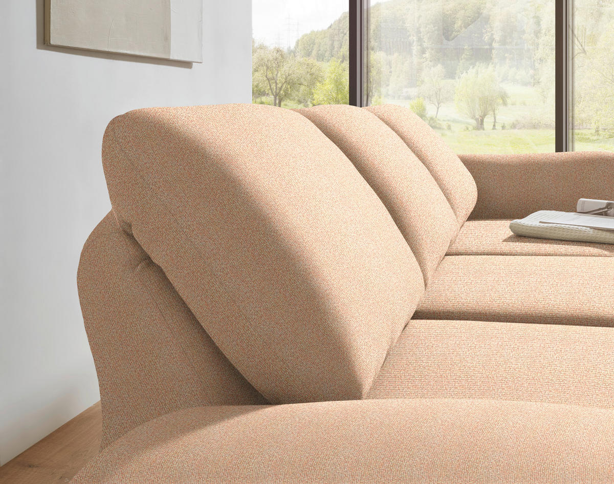 ECKSOFA Flachgewebe Lachsfarben  - Schwarz/Lachsfarben, Design, Textil/Metall (255-365/175-224cm) - Dieter Knoll