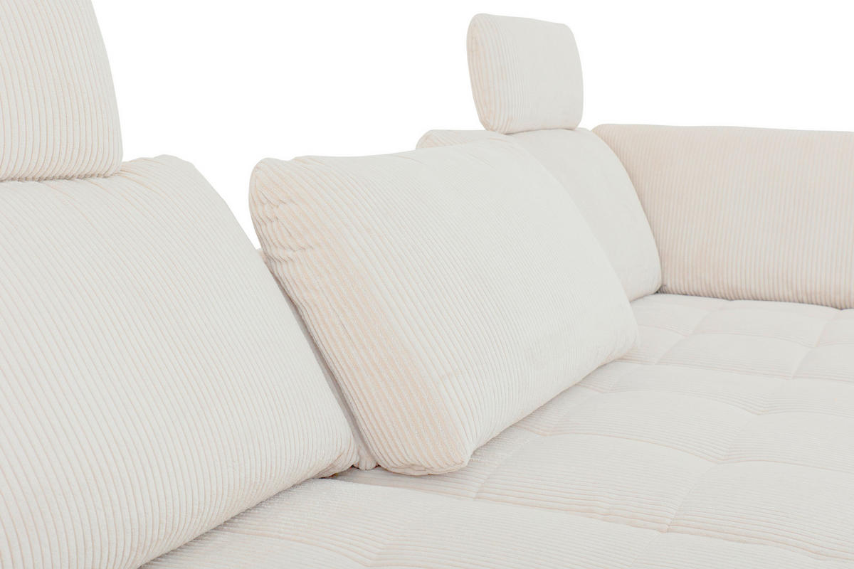 ECKSOFA in Cord, Velours Beige  - Beige/Schwarz, Design, Textil/Metall (291/197cm) - Beldomo Style