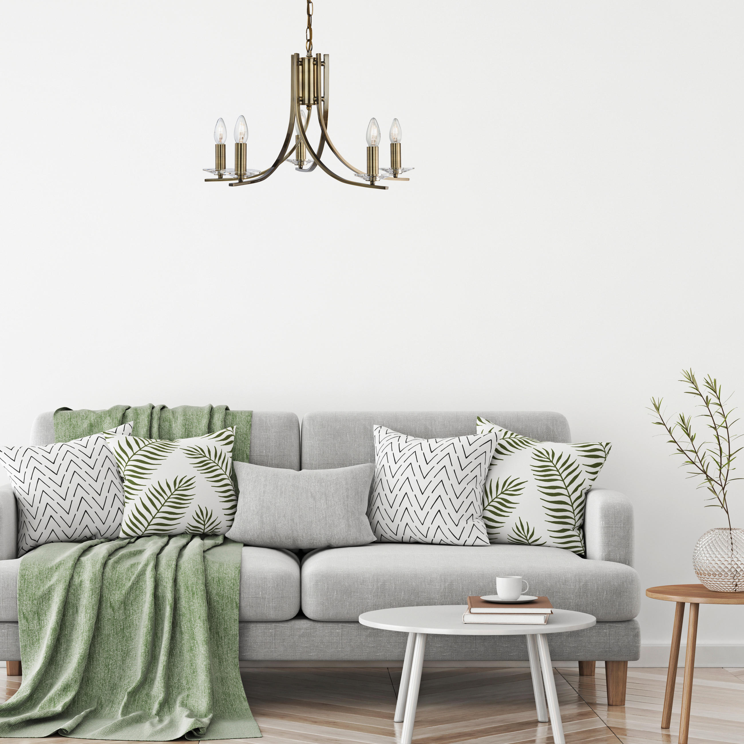 KRONLEUCHTER Ascona 62/90 cm   - Messingfarben, KONVENTIONELL, Glas/Metall (62/90cm)