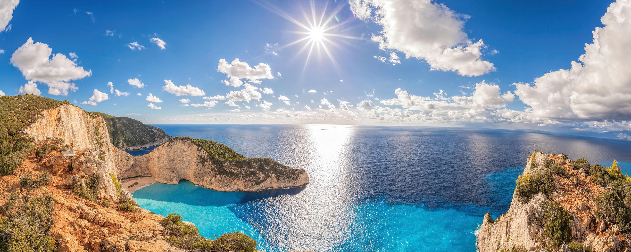 Euroart Glasbild Zakynthos Island / Greece Mehrfarbig 50x125x1.4 cm