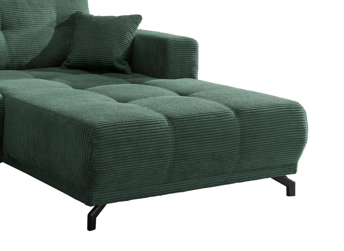 ECKSOFA in Cord Dunkelgrün  - Dunkelgrün/Schwarz, Modern, Holz/Textil (246/177cm) - MID.YOU