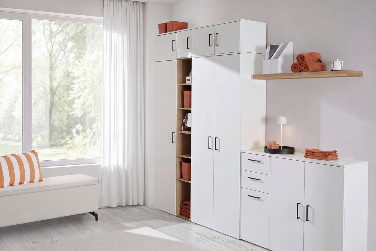 MEHRZWECKSCHRANK 50/195/40 cm  in Weiß  - Anthrazit/Schwarz, MODERN, Holzwerkstoff/Kunststoff (50/195/40cm) - Milino