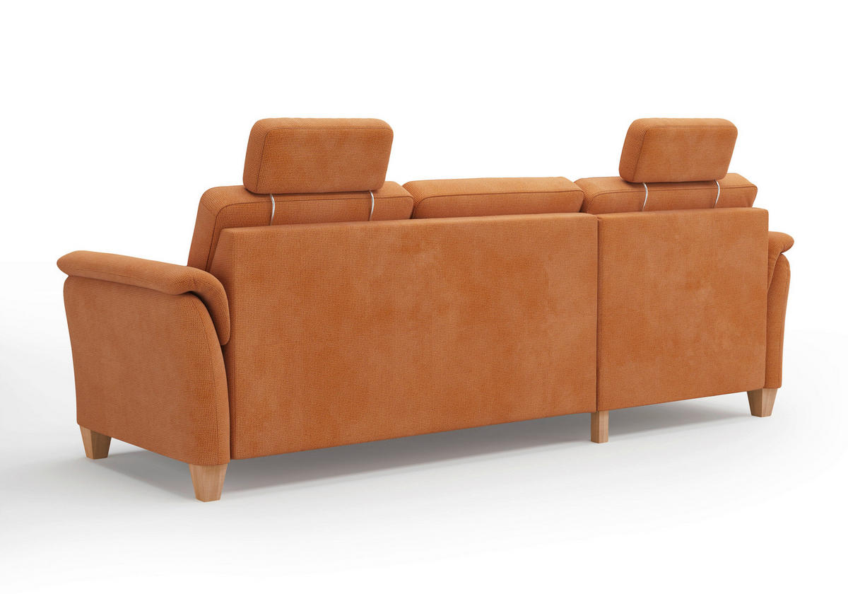 ECKSOFA in Flachgewebe Terracotta  163/244 cm  - Eichefarben/Terracotta, KONVENTIONELL, Holz/Textil (163/244cm) - Sit & More