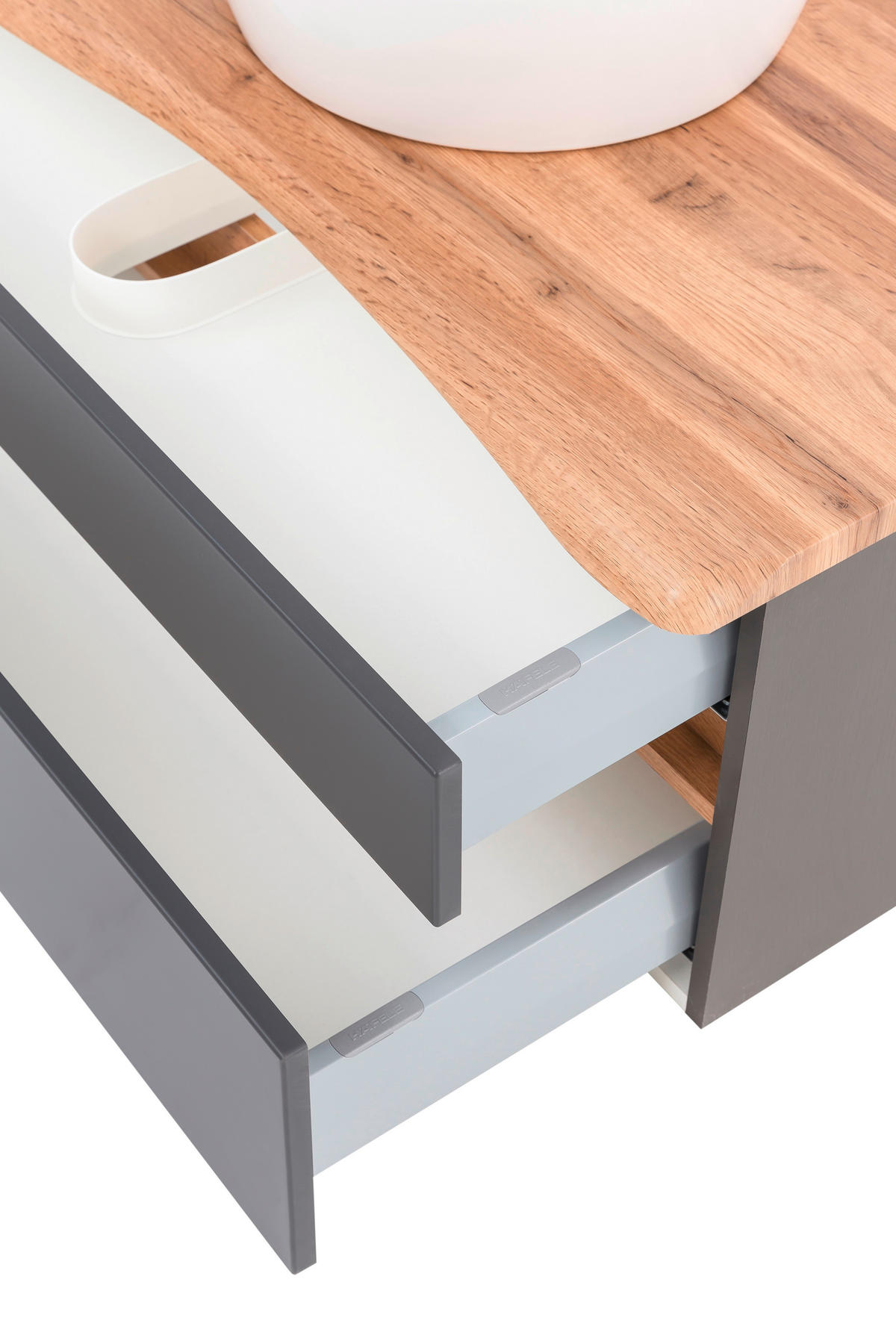 WASCHTISCHKOMBI 101 cm  - Graphitfarben/Weiß, Natur, Keramik/Holzwerkstoff (101cm) - Xora