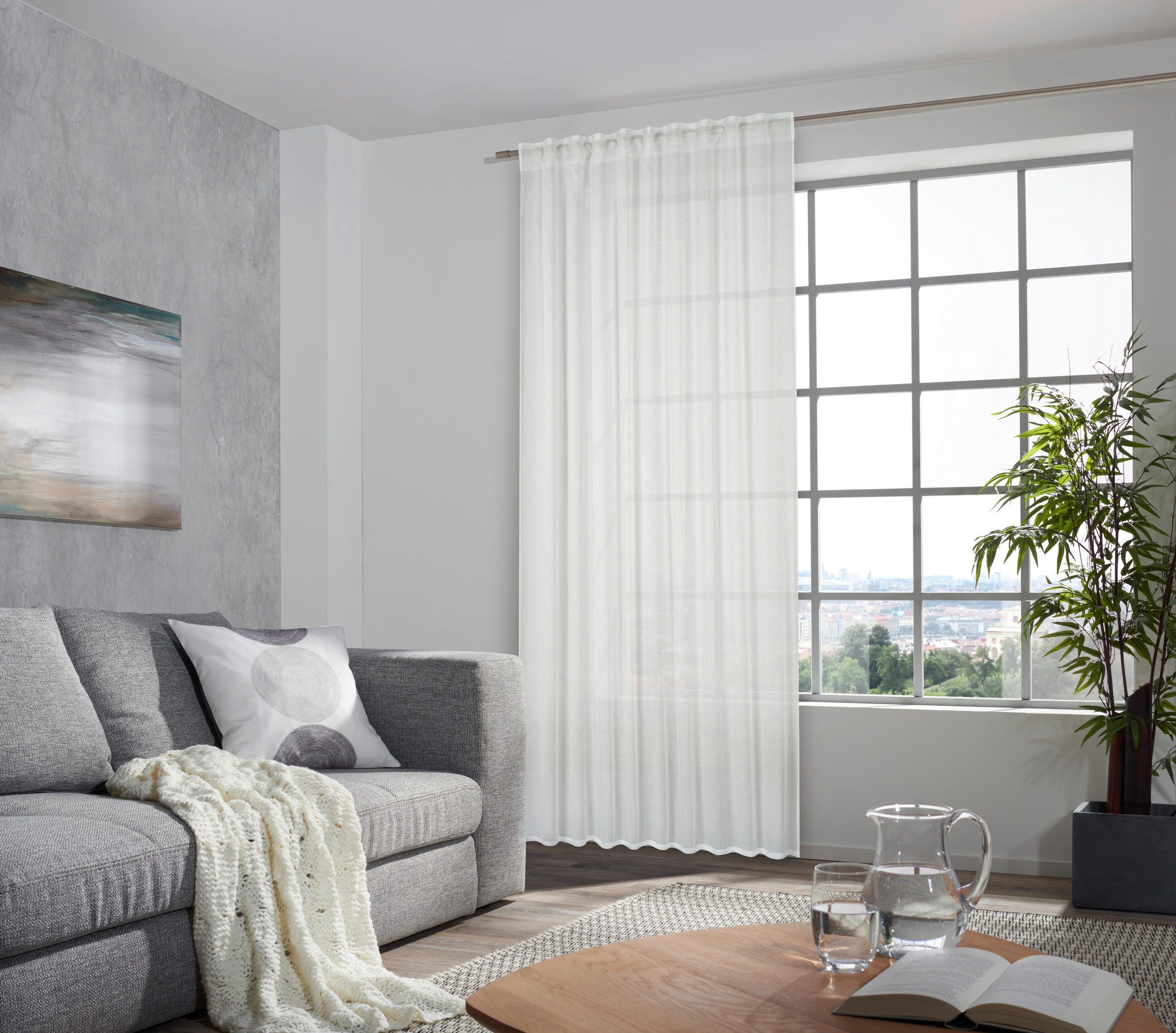 HOTOVÝ ZÁVES, polopriehľadné, 140/255 cm - biela, Basics, textil (140/255cm) - Bio:Vio