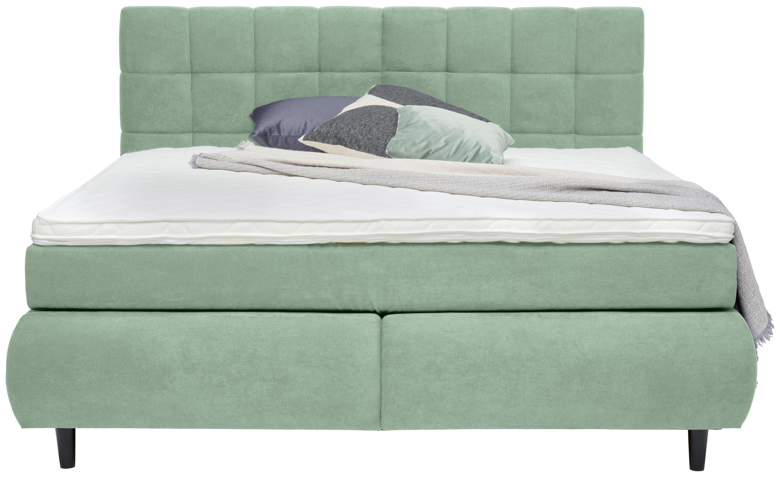 BOXSPRINGBETT 160/200 cm  in Hellgrün  - Schwarz/Hellgrün, Konventionell, Holz/Textil (160/200cm) - Ti'me