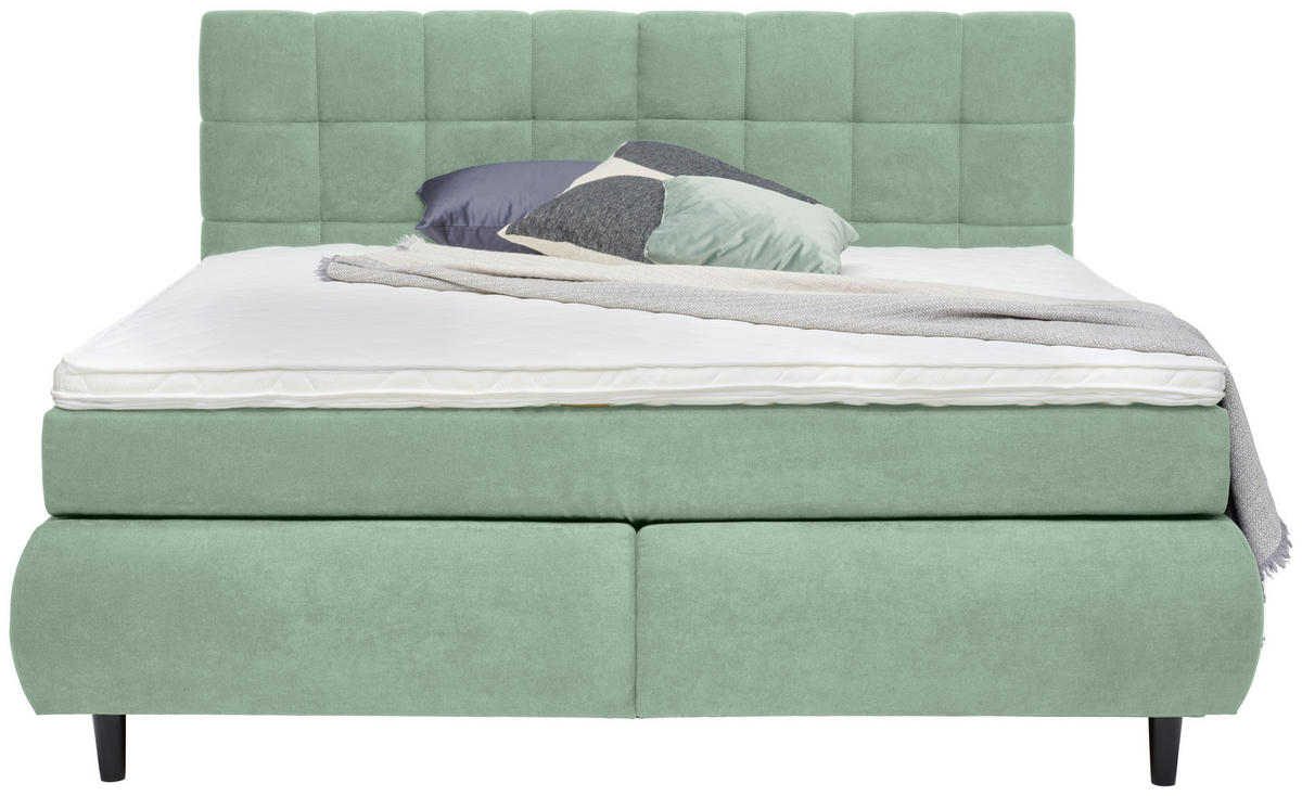 BOXSPRINGBETT 160/200 cm  in Hellgrün  - Schwarz/Hellgrün, Konventionell, Holz/Textil (160/200cm) - Ti'me