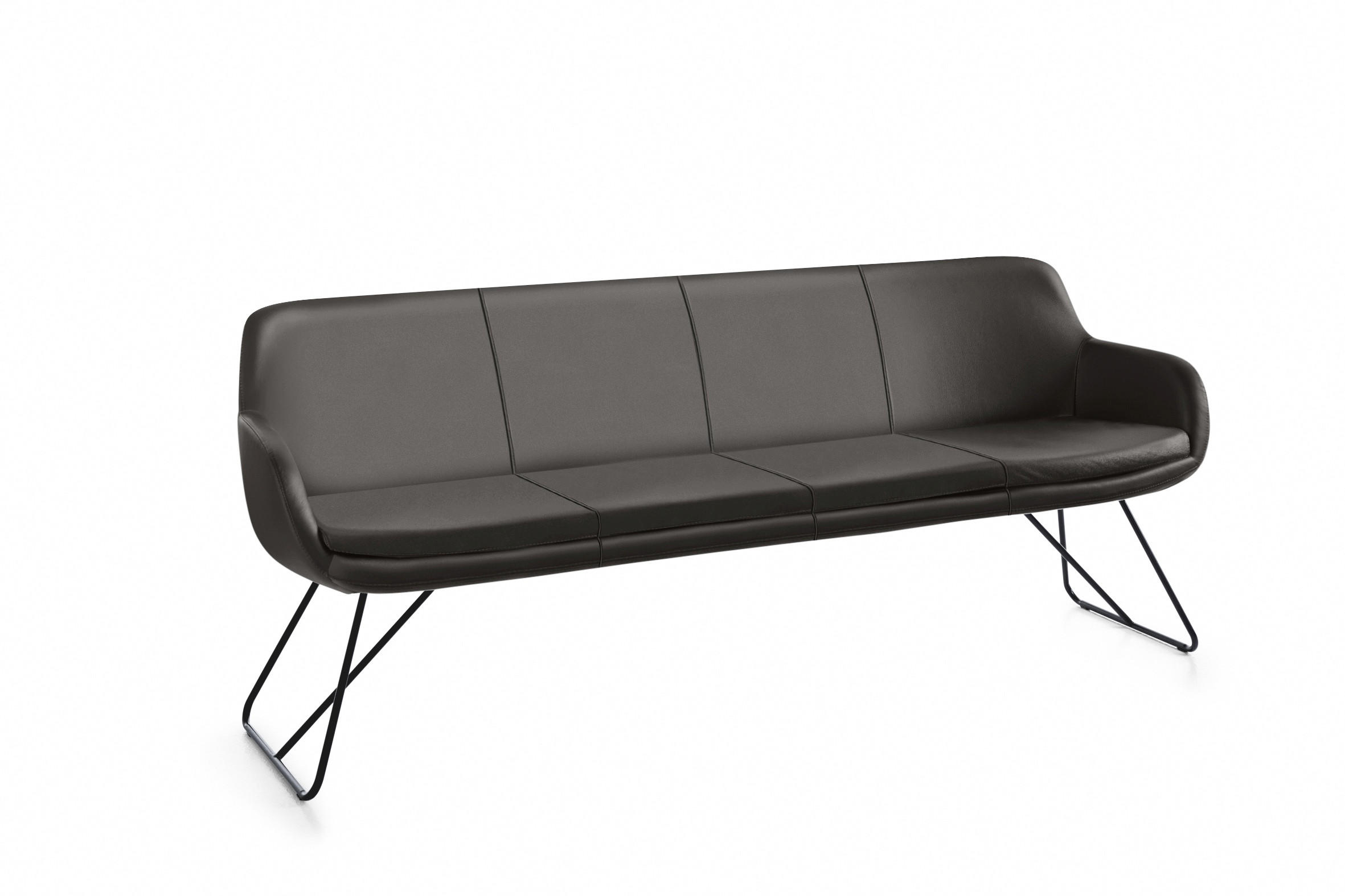 SITZBANK 200/87/65 cm Echtleder Dunkelbraun Metall  - Dunkelbraun/Schwarz, Design, Leder/Metall (200/87/65cm) - Musterring