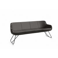 SITZBANK 200/87/65 cm Echtleder Dunkelbraun Metall  - Dunkelbraun/Schwarz, Design, Leder/Metall (200/87/65cm) - Musterring