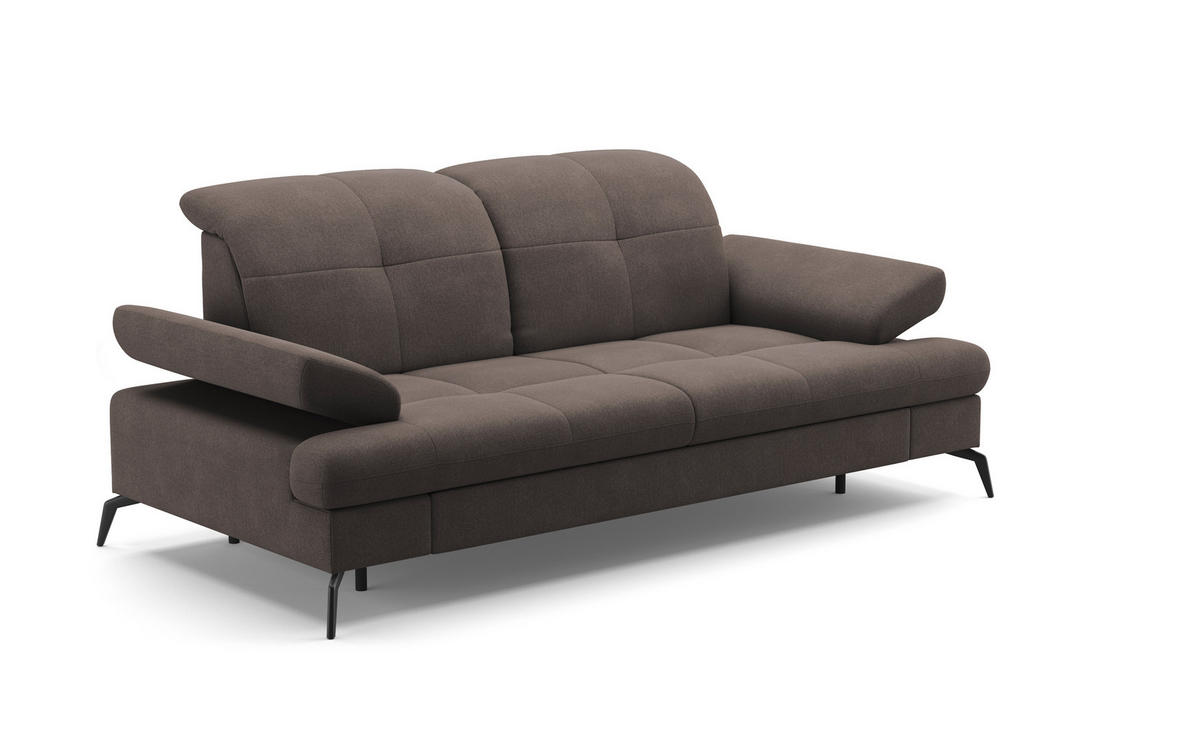 2,5-SITZER in Flachgewebe Graphitfarben  - Schwarz/Graphitfarben, Konventionell, Textil/Metall (202/90/122cm) - Sit & More