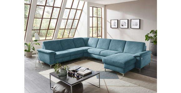WOHNLANDSCHAFT in Chenille Blau  - Blau/Alufarben, Design, Textil/Metall (265/333/170cm) - Dieter Knoll
