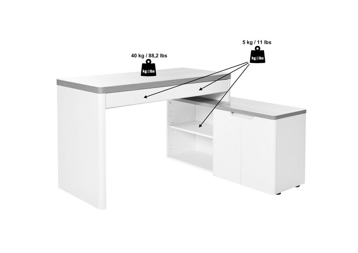 ECKSCHREIBTISCH 140/118/76 cm  in Weiß, Eichefarben  - Eichefarben/Weiß, KONVENTIONELL, Holzwerkstoff (140/118/76cm)