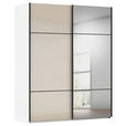 SCHWEBETÜRENSCHRANK 201/223/68 cm 2-türig Weiß, Champagner  - Champagner/Schwarz, KONVENTIONELL, Glas/Holzwerkstoff (201/223/68cm) - Novel