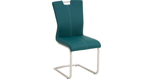 SCHWINGSTUHL Lederlook Edelstahlfarben, Petrol - Edelstahlfarben/Petrol, Design, Textil/Metall (46/98/53cm) - Dieter Knoll