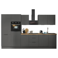 KÜCHENBLOCK   in Graphitfarben  - Schwarz/Graphitfarben, Basics, Holzwerkstoff/Metall (340/211/60cm) - Carryhome