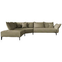 ECKSOFA  in Chenille, Flachgewebe Khaki  272/340 cm  - Khaki/Schwarz, MODERN, Textil/Metall (272/340cm) - W.Schillig