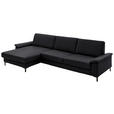 ECKSOFA  in Echtleder Anthrazit  176/334 cm  - Anthrazit/Schwarz, Design, Leder/Metall (176/334cm) - Dieter Knoll