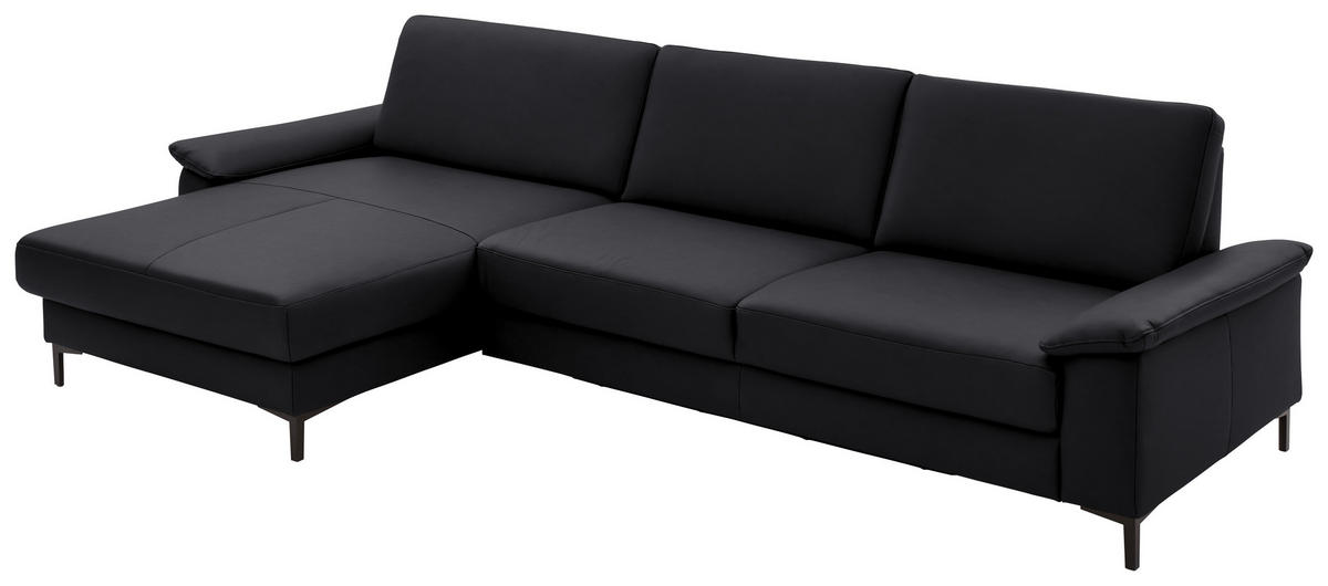 ECKSOFA in Echtleder Anthrazit  - Anthrazit/Schwarz, Design, Leder/Metall (176/334cm) - Dieter Knoll